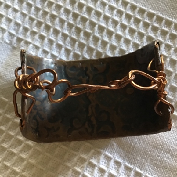 Forged Copper and Sterling Floral Cuff Bracelet - Picture 8 of 11